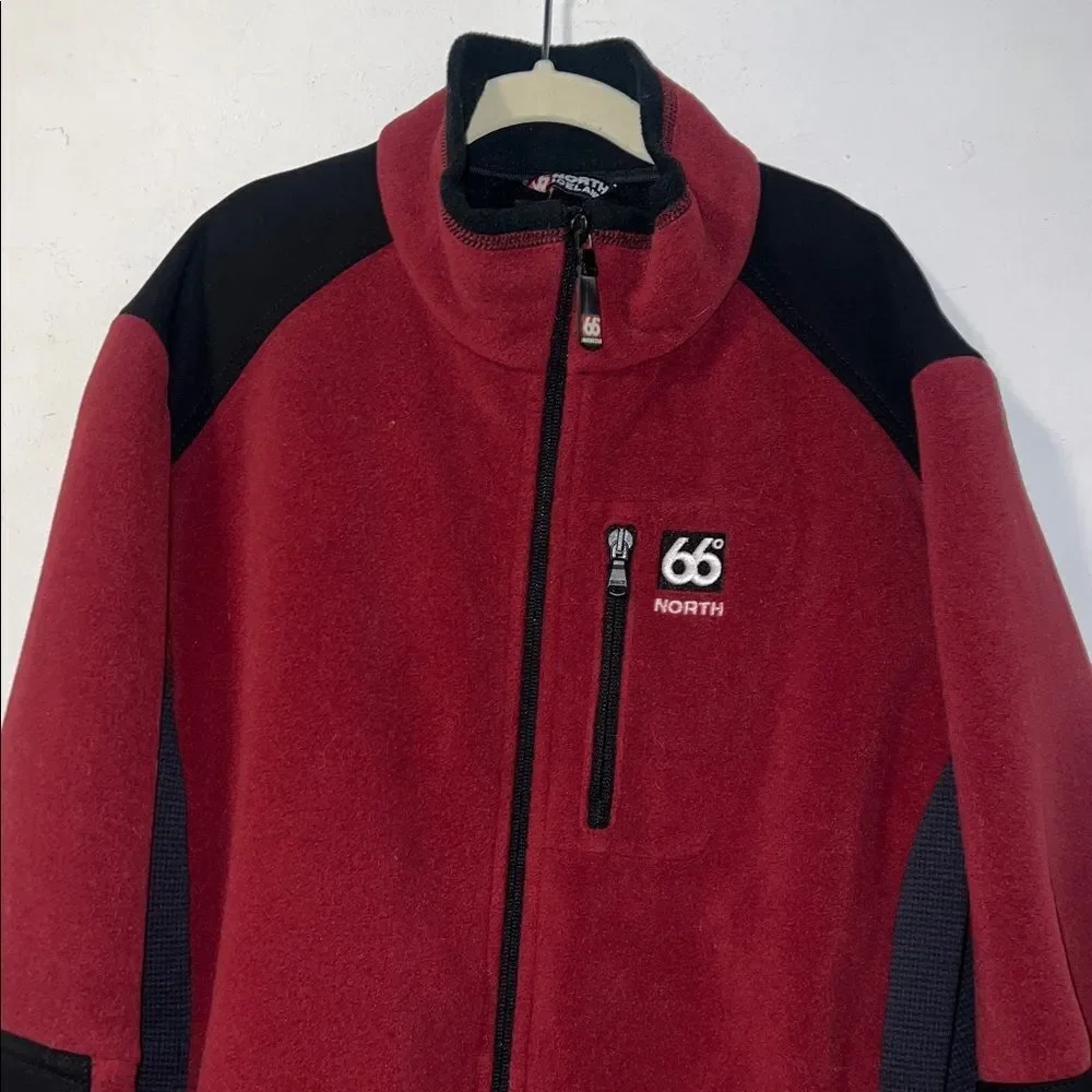 66° NORTH Red and Black Polartec Fleece Zip Jacket- Youth L